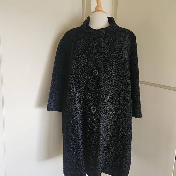 Astrakin Black Swing Coat, Made in France, Styled by Lepshire, Vintage, M/L - Picture 1 of 16